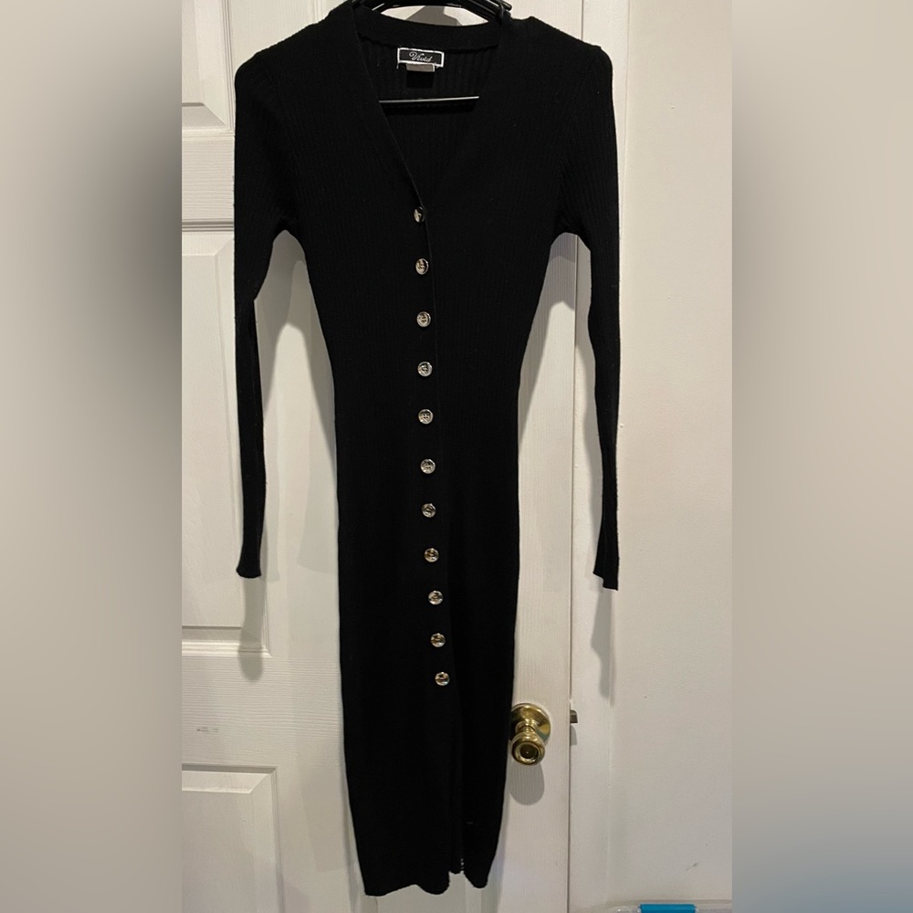 Long sleeve sweater dress button down